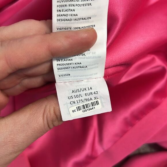 Bardot Dress Women's 10/Large Ava Hot Pink BarbieCore Statement Sleeves Mini - Picture 14 of 16